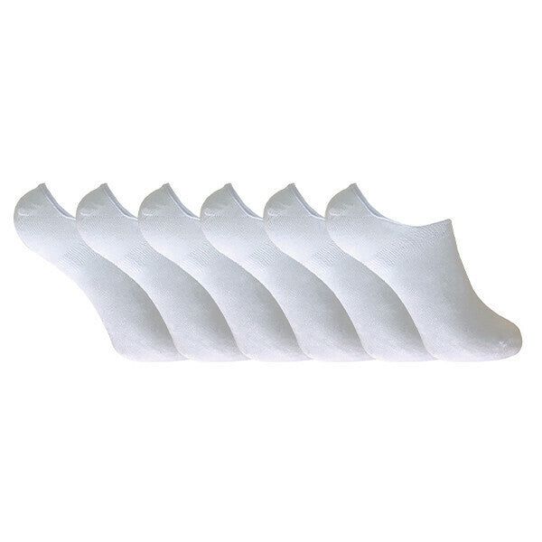 Sock Snob 6 Pk Ladies Bamboo Invisible Trainer Liner 4-7 UK White