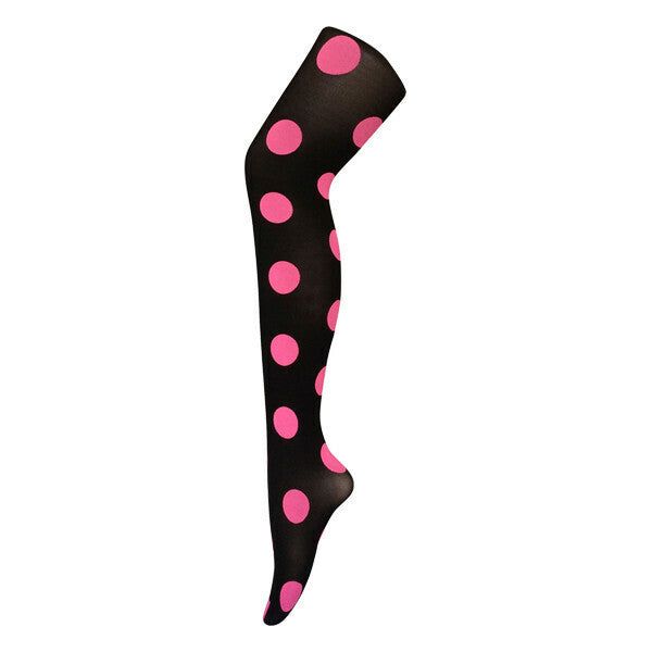Sock Snob Ladies 80 Denier Opaque Patterned Tights 8-14 UK Big Spot Pink / 1EA