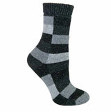 Sock Snob Ladies Checkered Wool / Silk Blend Socks 4-8 UK Black / Grey