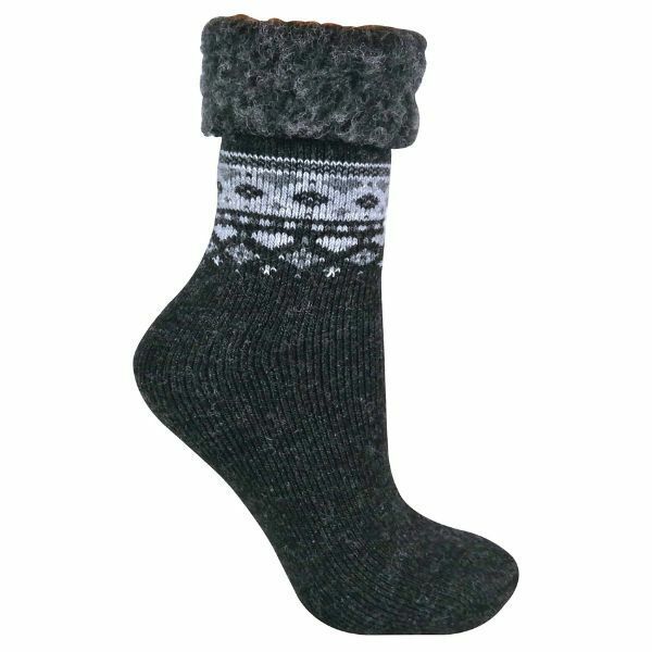 Sock Snob Ladies Turn Over Top Thermal Bed Socks 4-8 UK Black