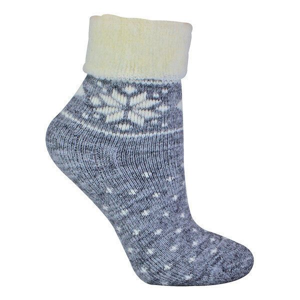 Sock Snob Ladies Wool Bed Socks with Fairisle Design 4-8 UK