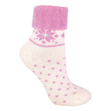 Sock Snob Ladies Wool Bed Socks with Fairisle Design 4-8 UK Cream