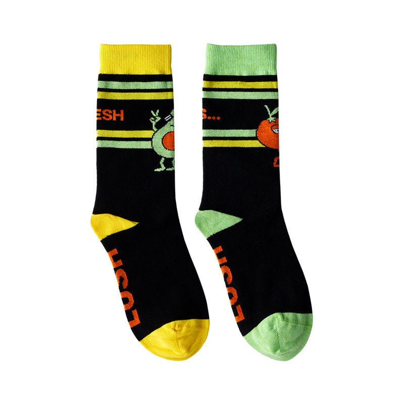 Lush Fresh Values mismatched fruit socks in organic cotton (British brand)
