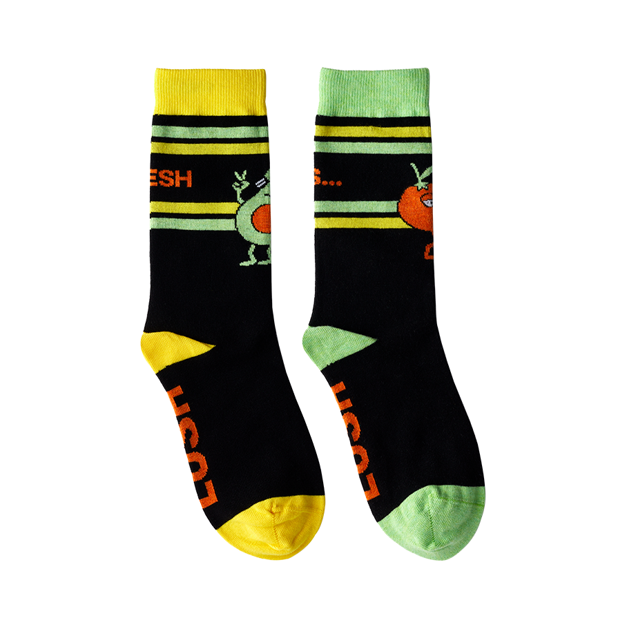 Lush Fresh Values mismatched fruit socks in organic cotton (British brand)