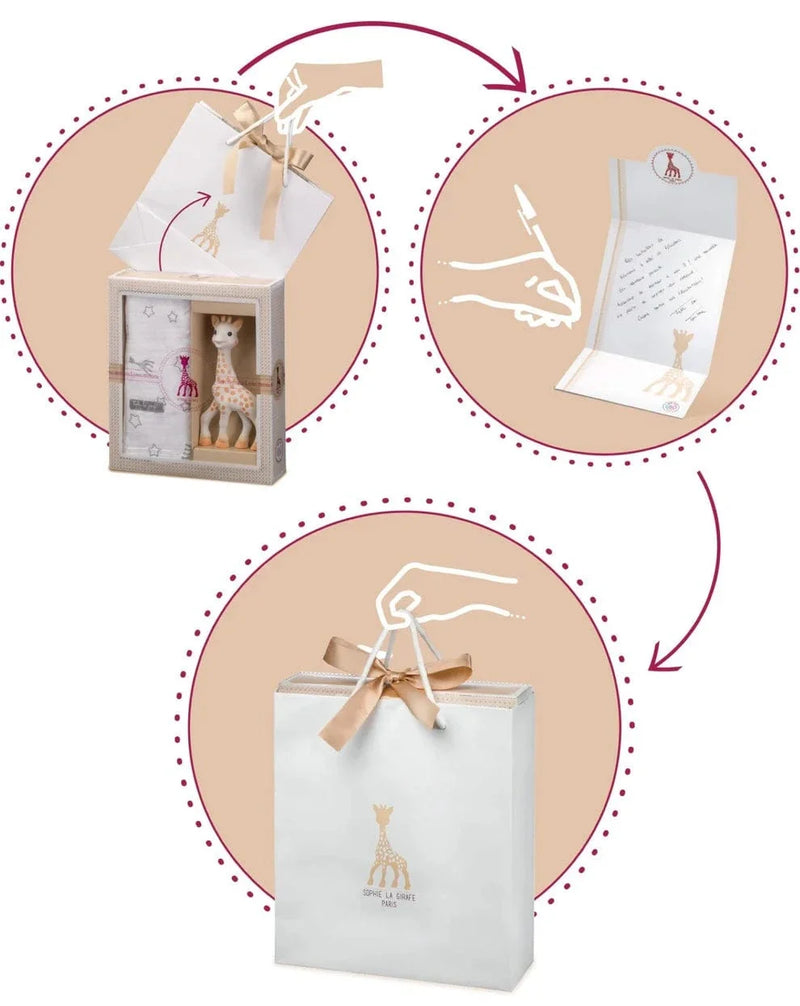 Sophie la Girafe teether gift set with giraffe and ring - British product