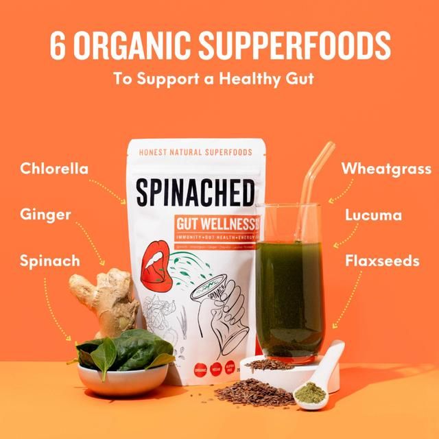 Spinached Organic Gut Wellness Probiotic Growth &amp;amp; Digestion supplement   200g
