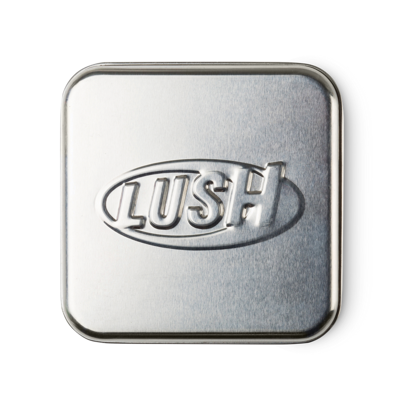 Square tin product holder for Lush bath bars, imported from the UK