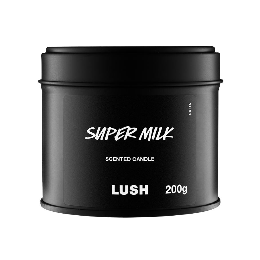 Lush Super Milk single wick scented candle, imported from the UK