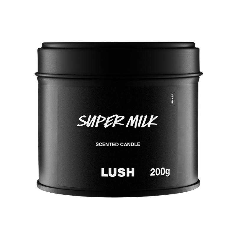 Lush Super Milk single wick scented candle, imported from the UK