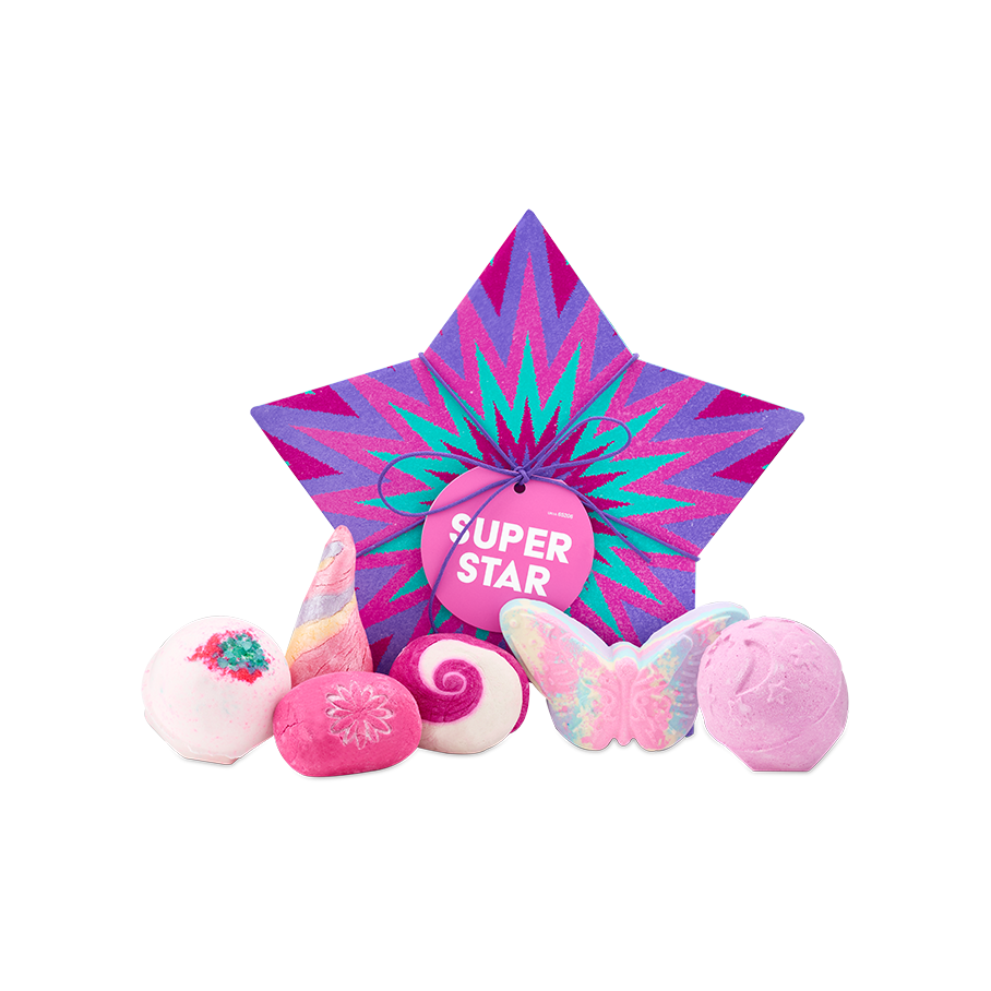 Lush Super Star bath gift set with six bath bombs, UK version