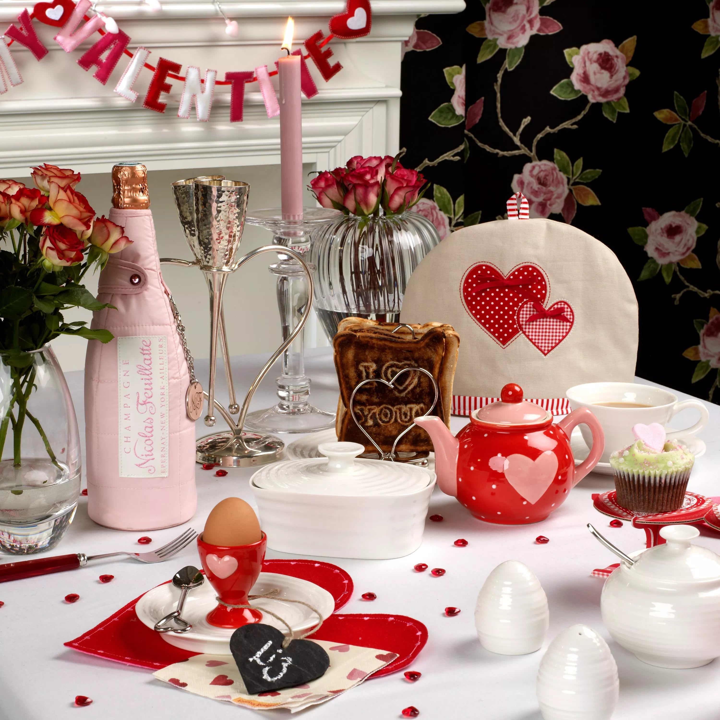 Culinary Concepts Amore Heart champagne flutes with stand, set of 2 - British product