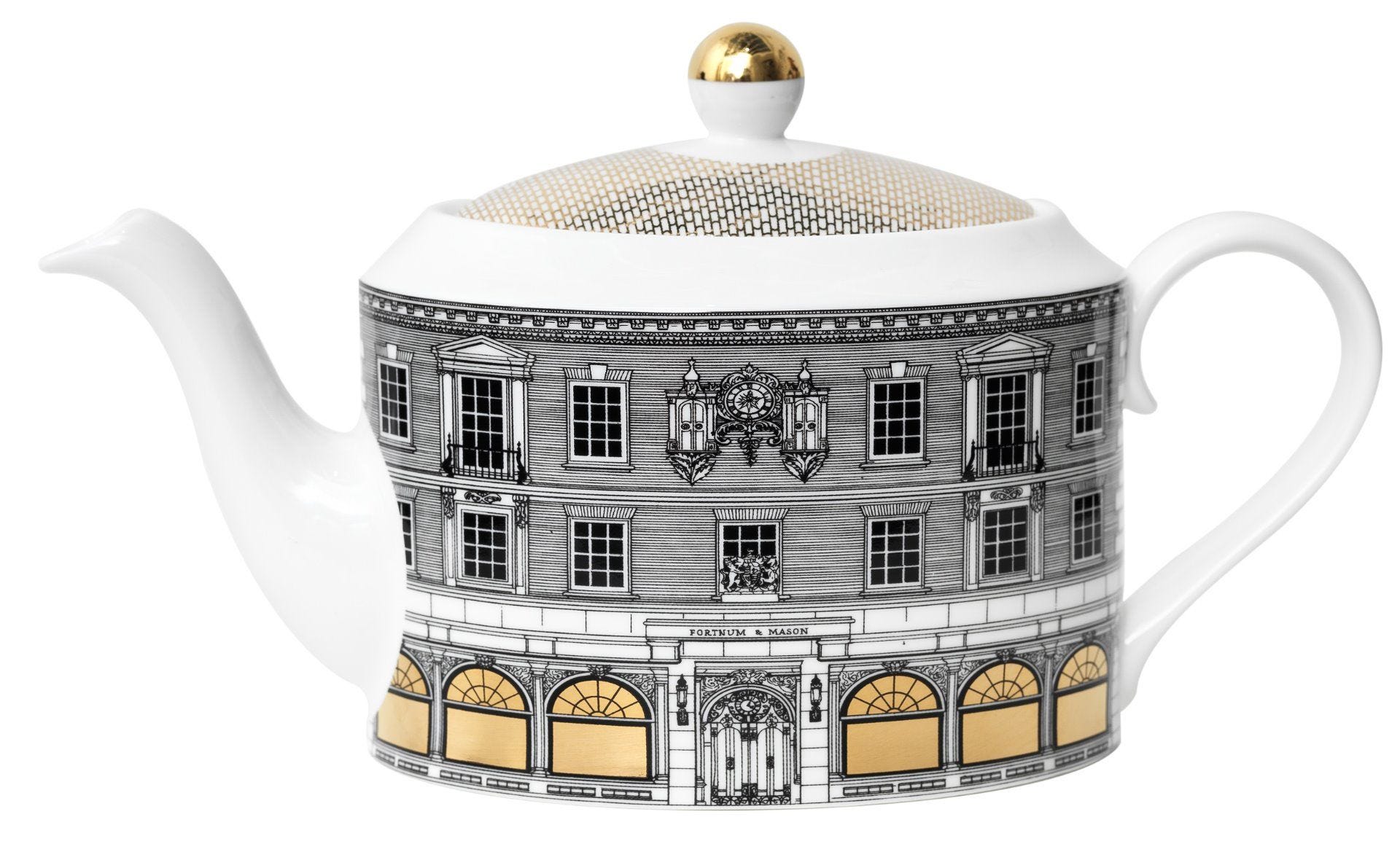 Rory Dobner bone china teapot with gold detail, imported from the UK