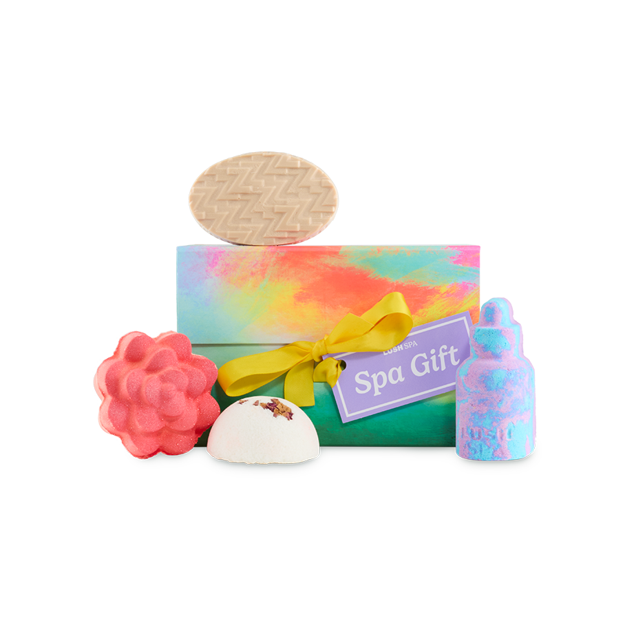 Lush spa gift set with bath bombs and massage bar (British brand)