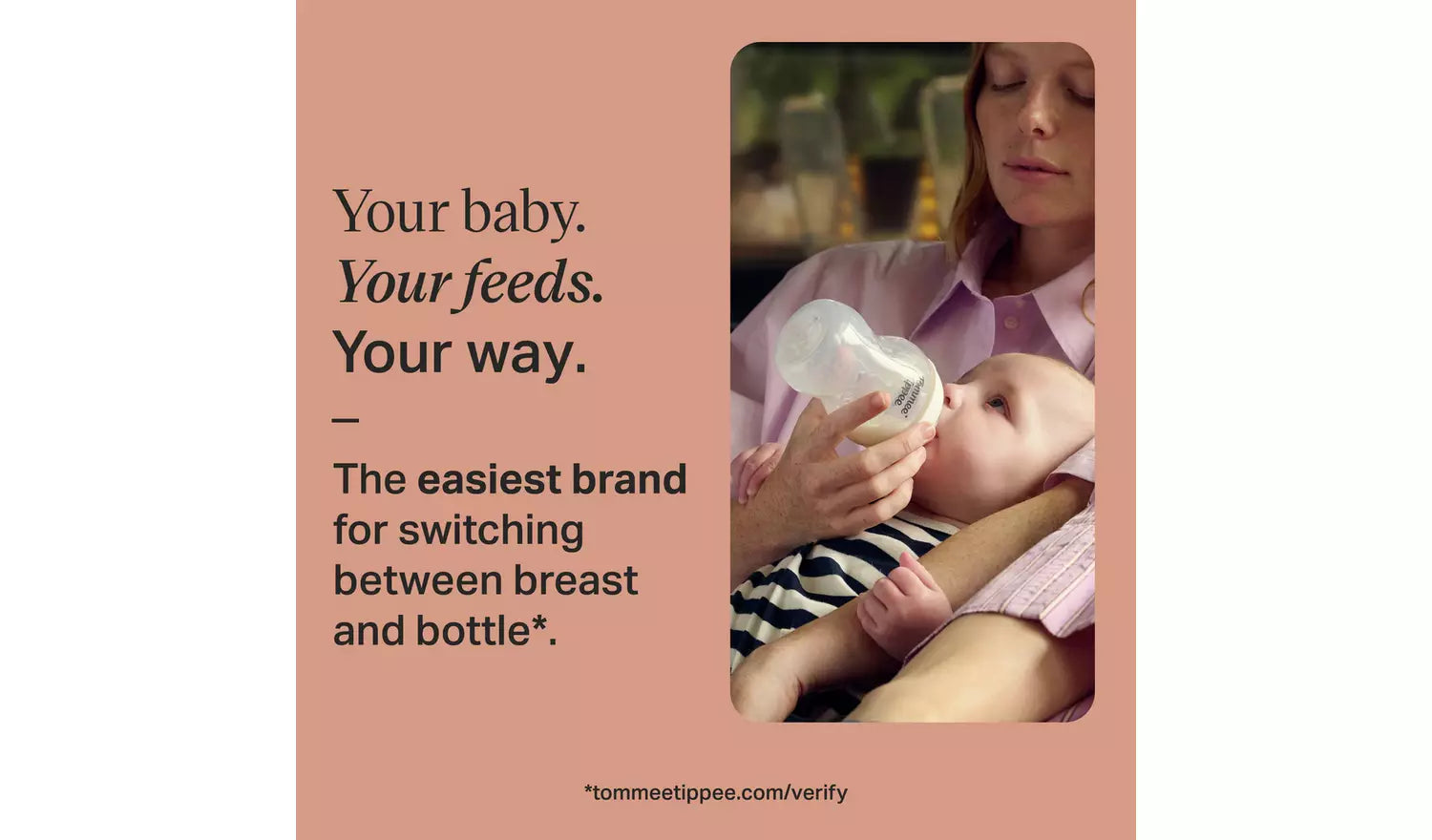 Tommee Tippee white baby bottle starter kit, imported from the UK