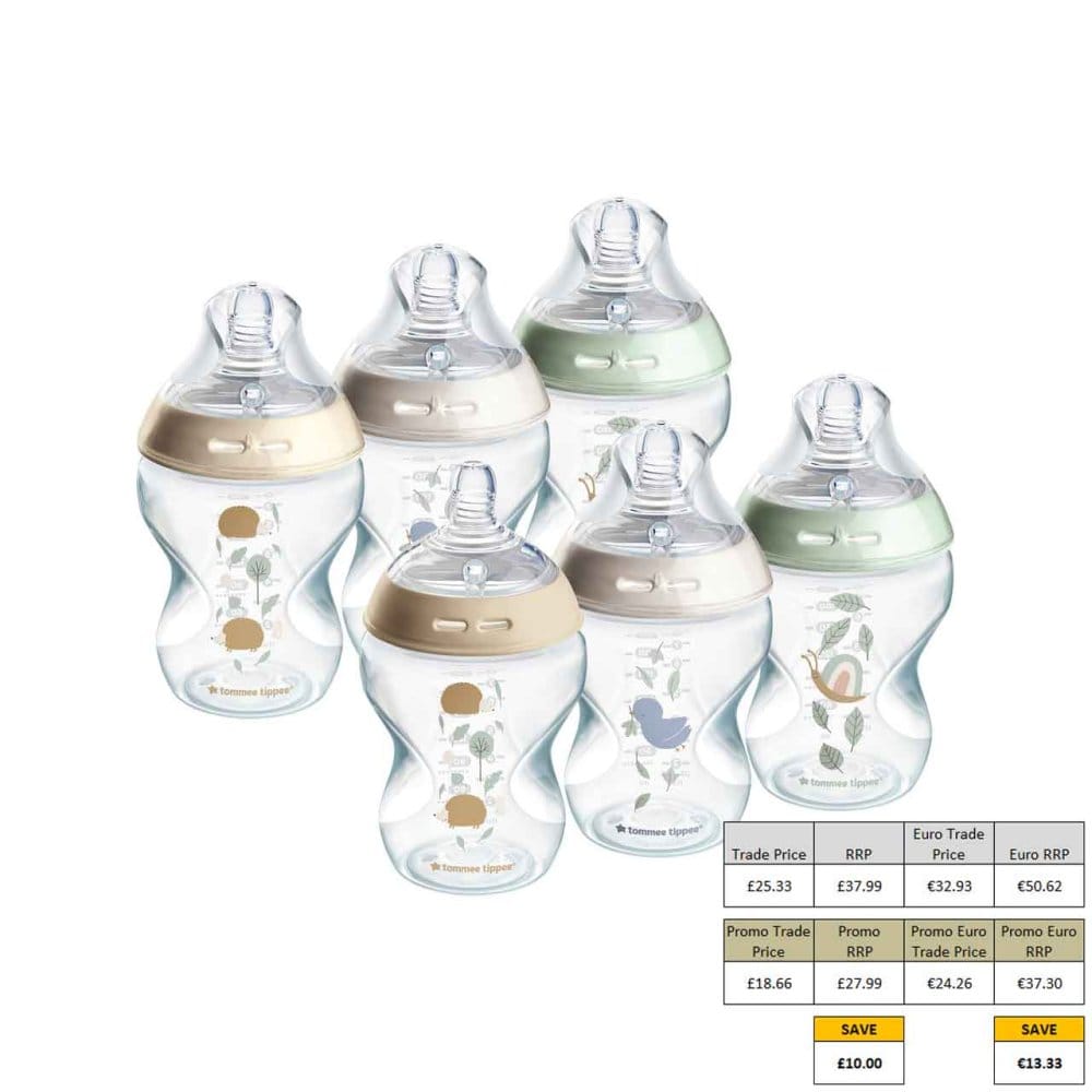 Tommee Tippee anti-colic baby bottles 260ml 6-pack - British product