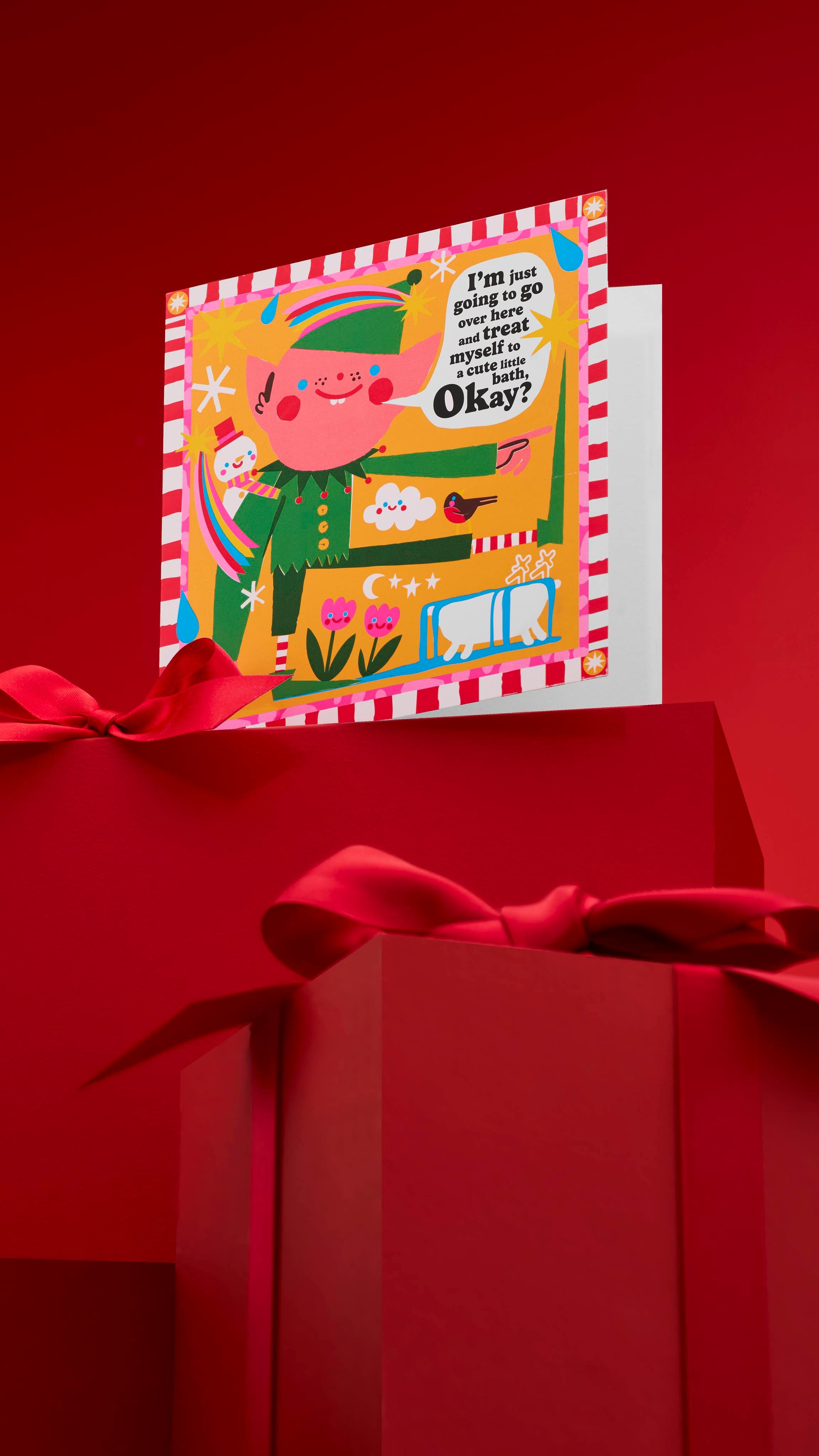 Lush Treat Your Elf greetings card 150mm, imported from the UK