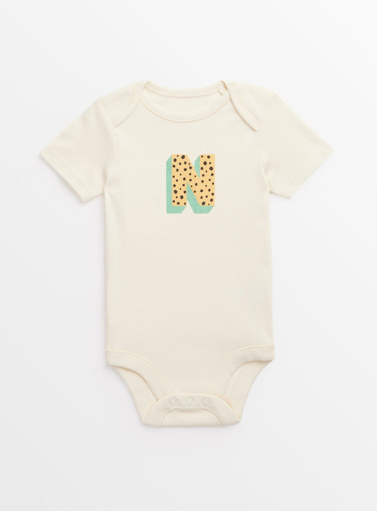 Cream 'N' Initial Short Sleeve Bodysuit Up to 3 mths