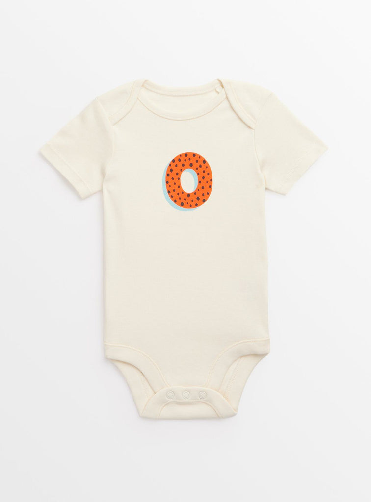 Cream 'O' Initial Short Sleeve Bodysuit  Newborn