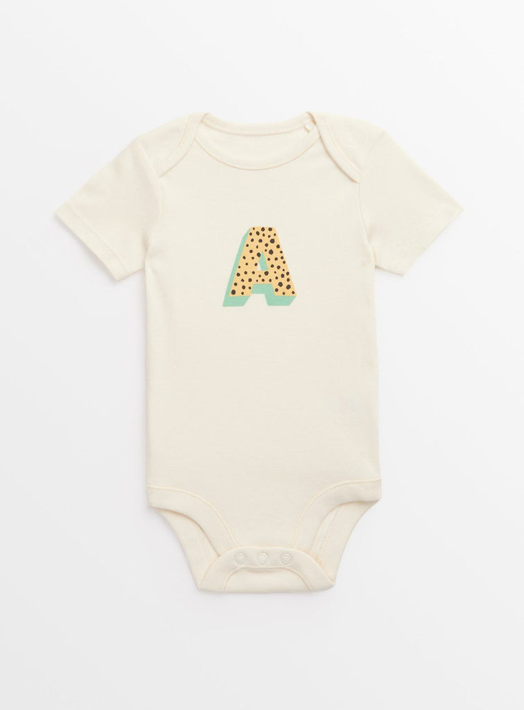 Cream 'A' Initial Short Sleeve Bodysuit Up to 3 mths