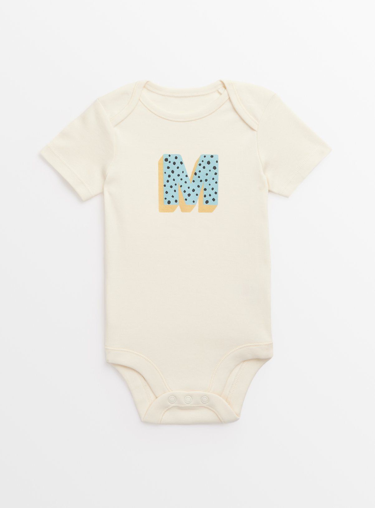 Cream Letter 'M' Organic Cotton Bodysuit 3-6 months GOODS Argos