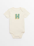 Cream Letter 'H' Organic Cotton Bodysuit Up to 1 mth GOODS Argos