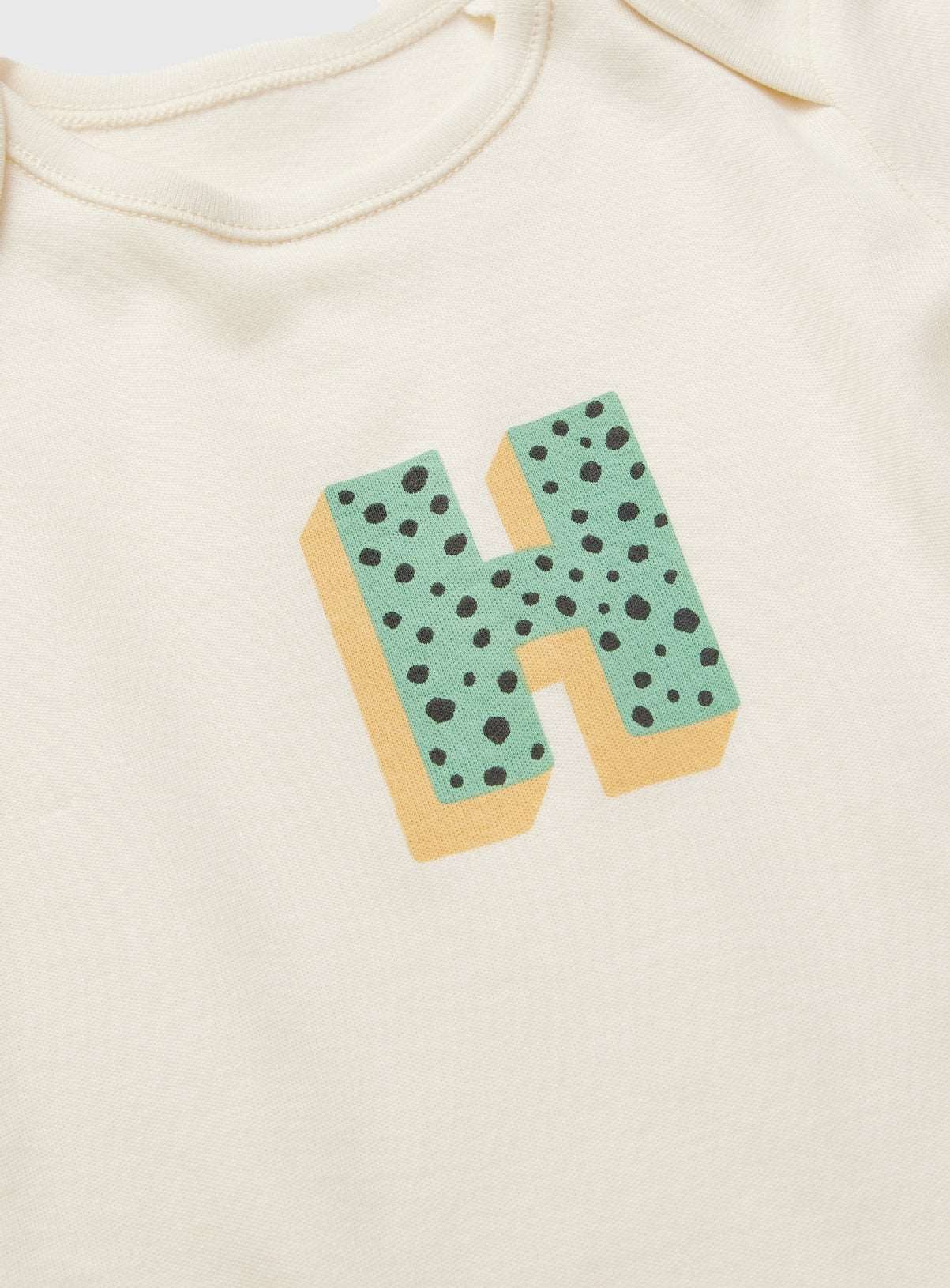 Cream Letter 'H' Organic Cotton Bodysuit Up to 1 mth GOODS Argos