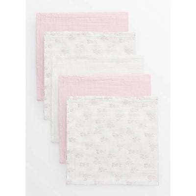 Argos Pink Bunny Print & White Muslin Squares 5 Pack- Buy online at McGrocer