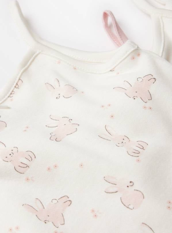 Pink Bunny Print Strappy Bodysuits 3 Pack  Up to 3 mths