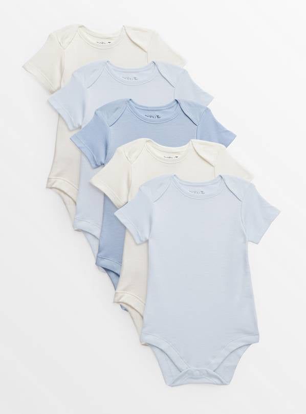 Blue Short Sleeve Bodysuit 5 Pack 6-9 months