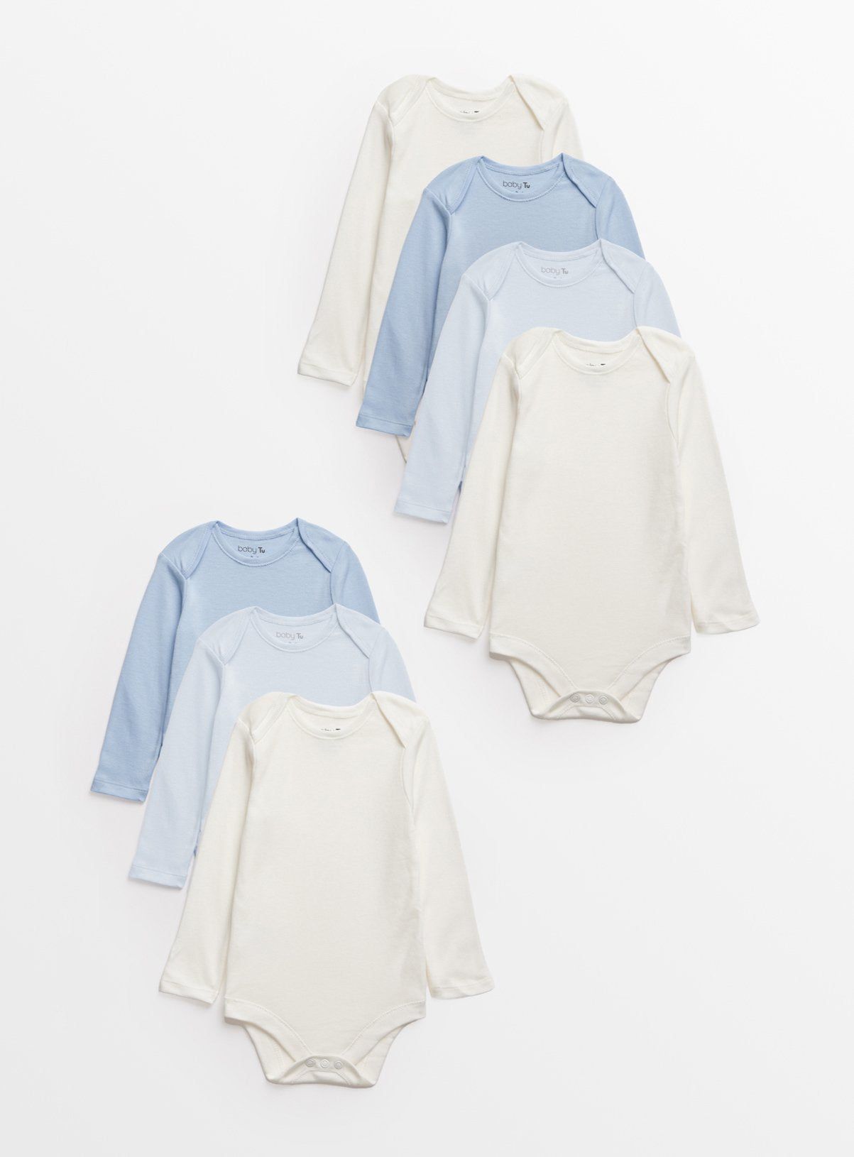 Blue Long Sleeve Bodysuit 7 Pack 3-6 months