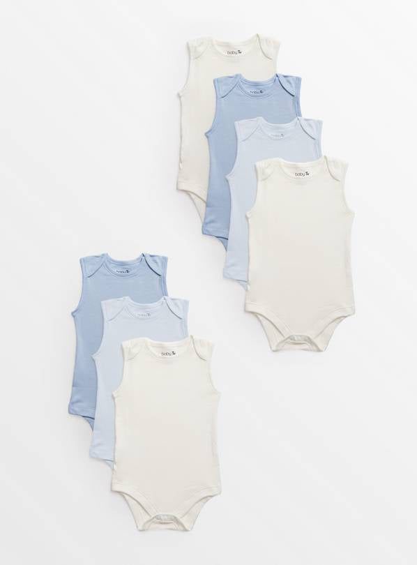 Blue Sleeveless Bodysuit 7 Pack Newborn