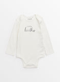 White Slogan Little Brother Long Sleeve Bodysuit 9-12 months GOODS Argos