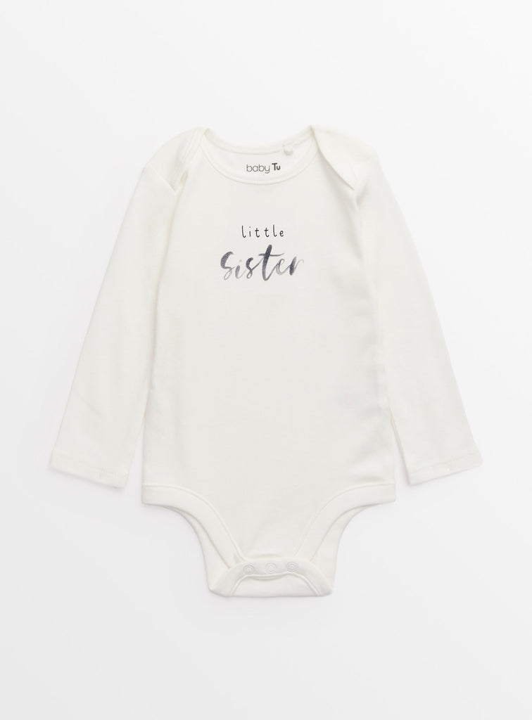 Little Sister Slogan White Bodysuit 6-9 months