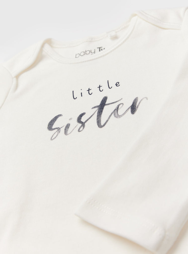 Little Sister Slogan White Bodysuit 6-9 months