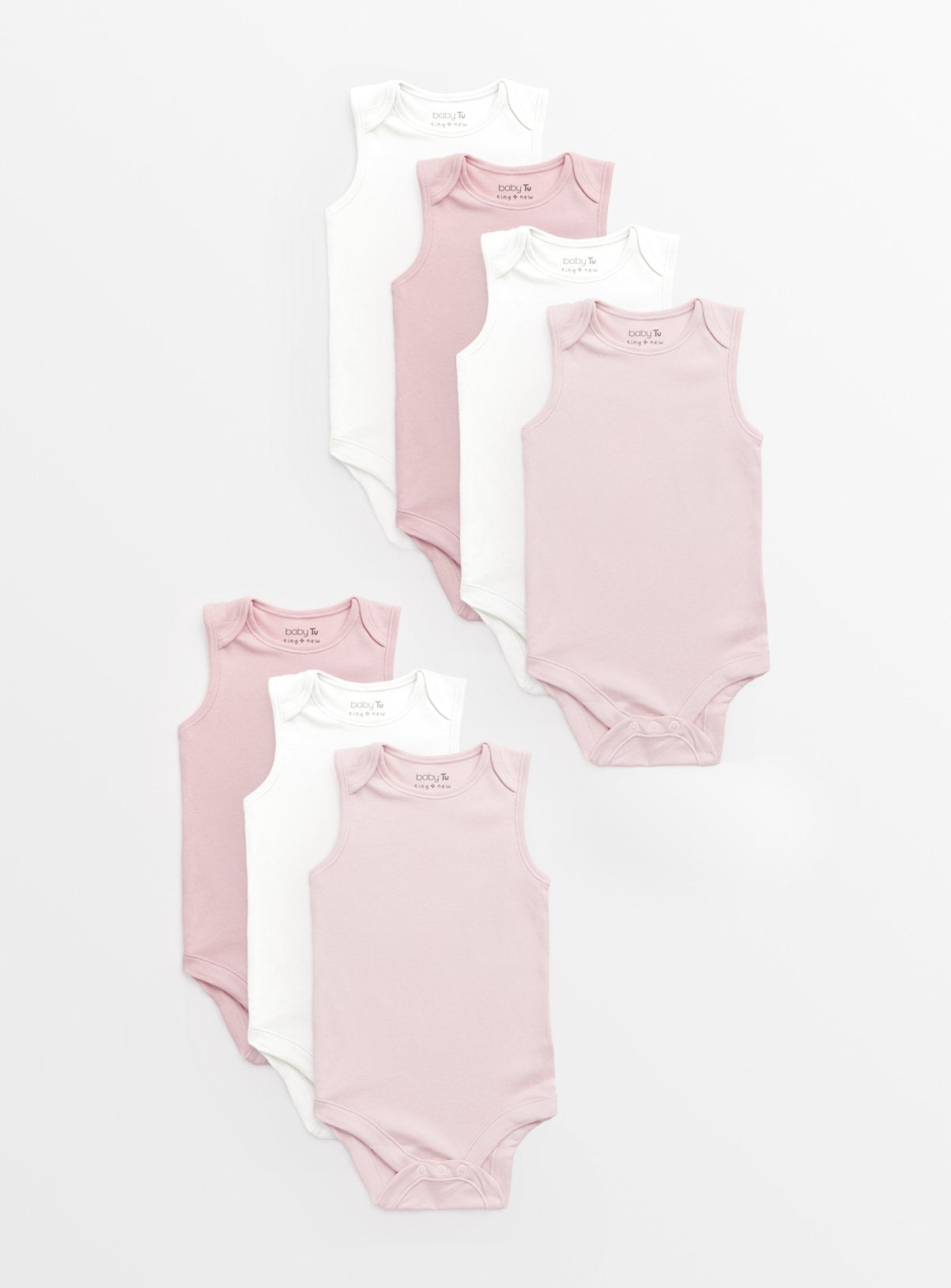 Plain Pink Sleeveless Bodysuits 7 Pack 3-6 months GOODS Argos