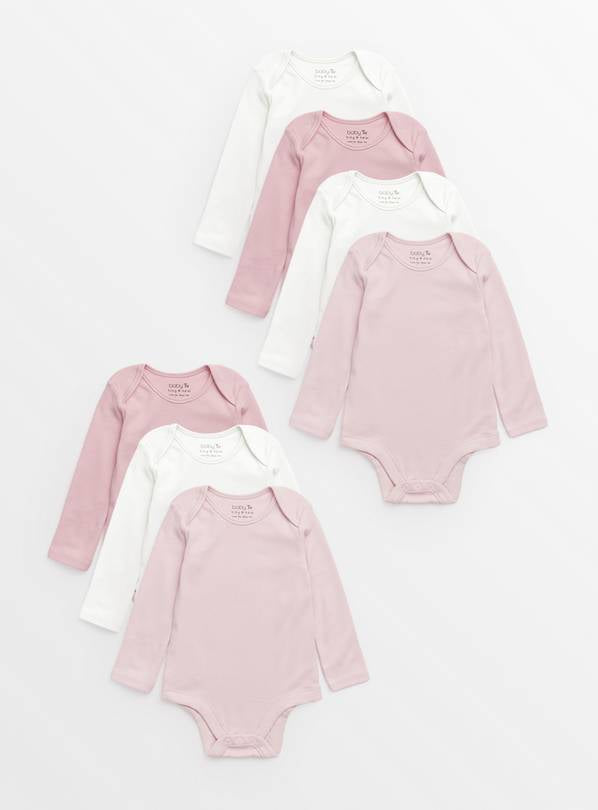 Plain Pink Long Sleeve Bodysuits 7 Pack Tiny Baby GOODS Argos