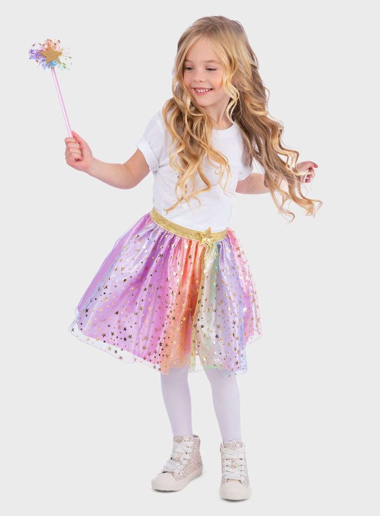 Rainbow Star Tutu Skirt & Wand Fancy Dress Set 3-5 years