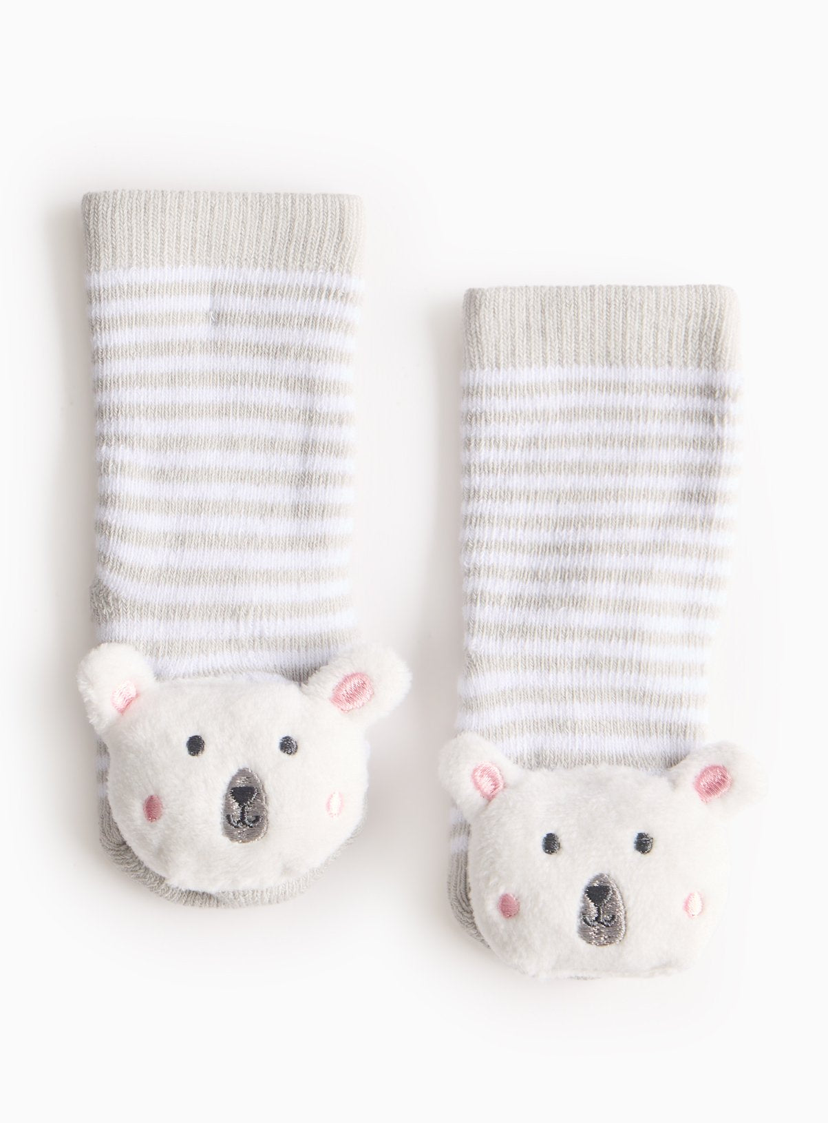 Grey Striped Polar Bear Rattle Socks 1-6 months GOODS Argos