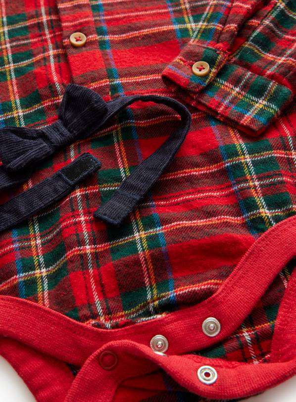 Red Tartan Bodysuit, Bow Tie & Trousers Set 9-12 months GOODS Argos