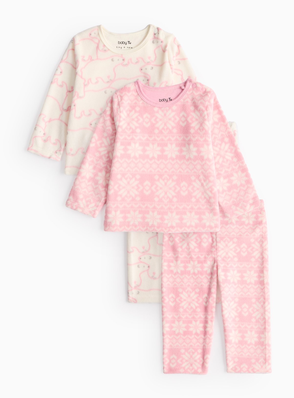 Pink Fair Isle Micro Fleece Pyjama 2 Pack 12-18 months GOODS Argos