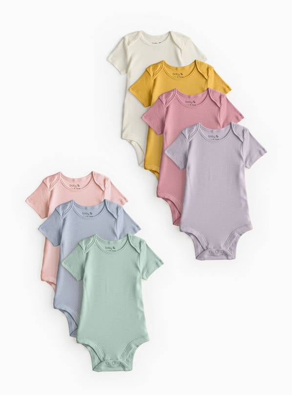 Pastel Short Sleeve Bodysuits 7 Pack 3-6 months