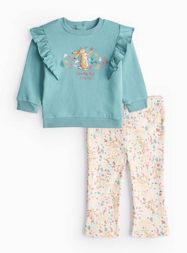 Green Frill Sweatshirt & Cream Printed Leggings Set 9-12 months GOODS Argos