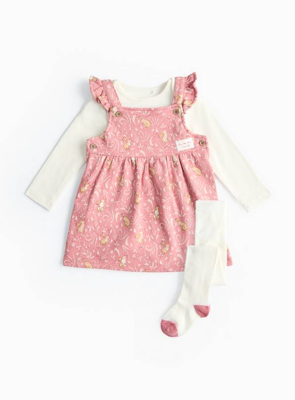 Pink Print Pinafore Dress 3-Piece Set 12-18 months GOODS Argos