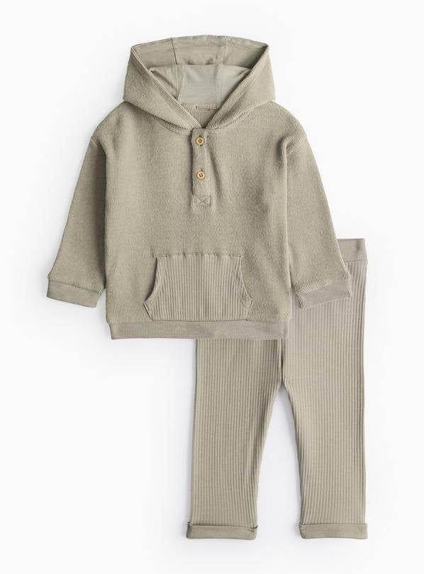 Khaki Knitted Hoodie & Leggings Set 9-12 months