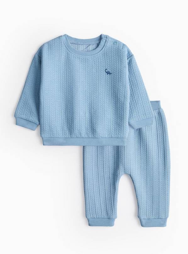 Blue Cable Quilted Sweatshirt &amp; Joggers Set 18-24 months