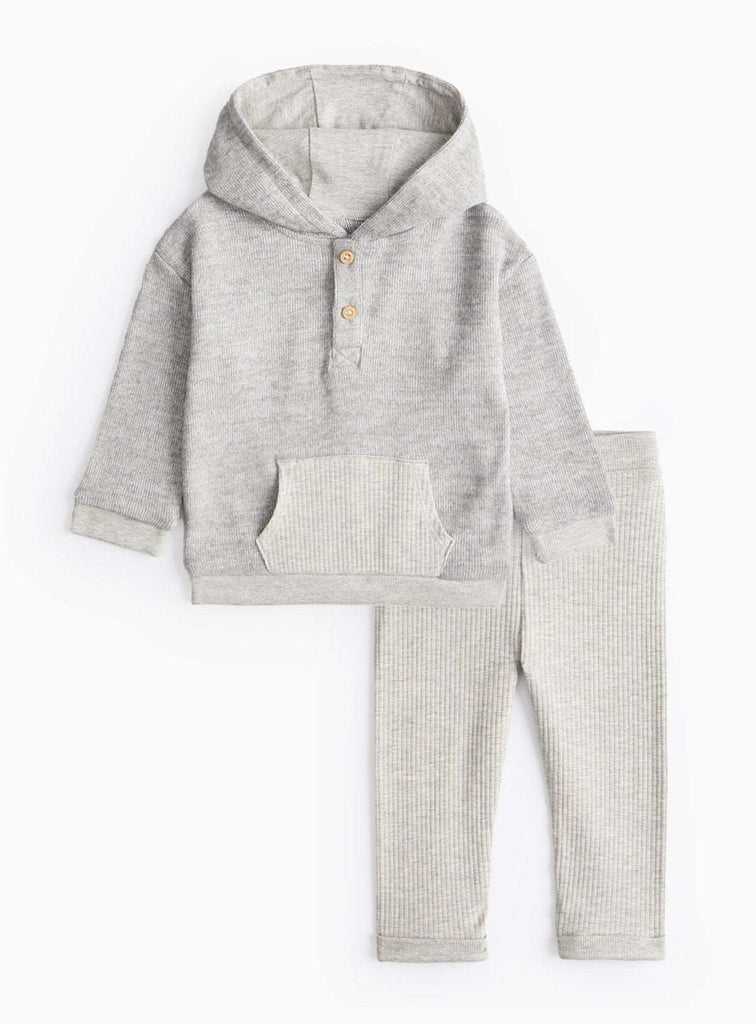 Grey Marl Knitted Hoodie & Leggings Set 12-18 months