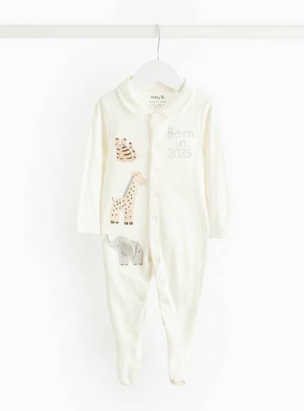 Born In 2025 Safari Print Sleepsuit  9-12 months