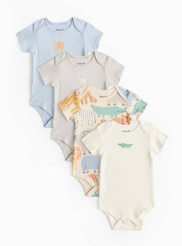 Safari 4 Pack Bodysuits 3-6 months