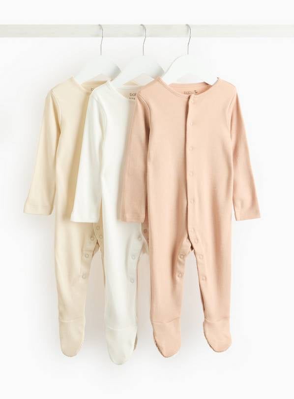 Plain Long Sleeve Sleepsuits 3 Pack 9-12 months GOODS Argos