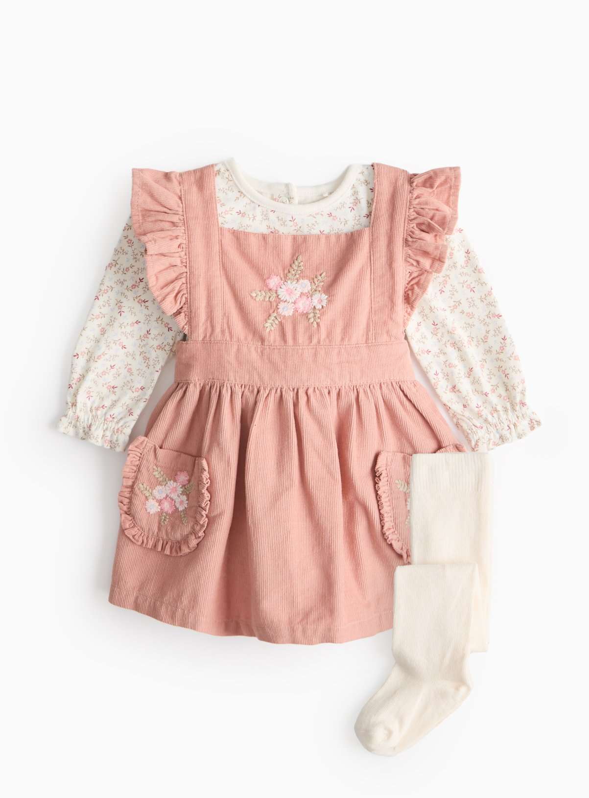 Pink Vintage Dress with Bodysuit & Tights 18-24 months GOODS Argos